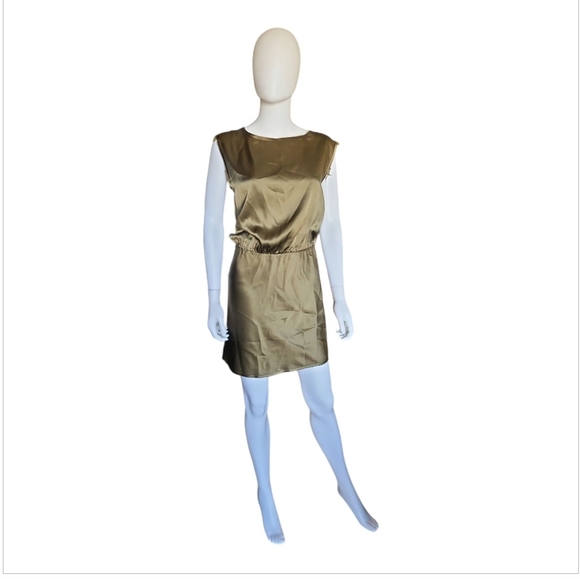 NILI LOTANEva Olive Green Silk Sleeveless Mini Dress in Size XS